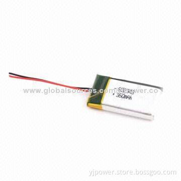 3.7V/350mAh Li-polymer Rechargeable Battery, Lightweight, Small and Customized Sizes